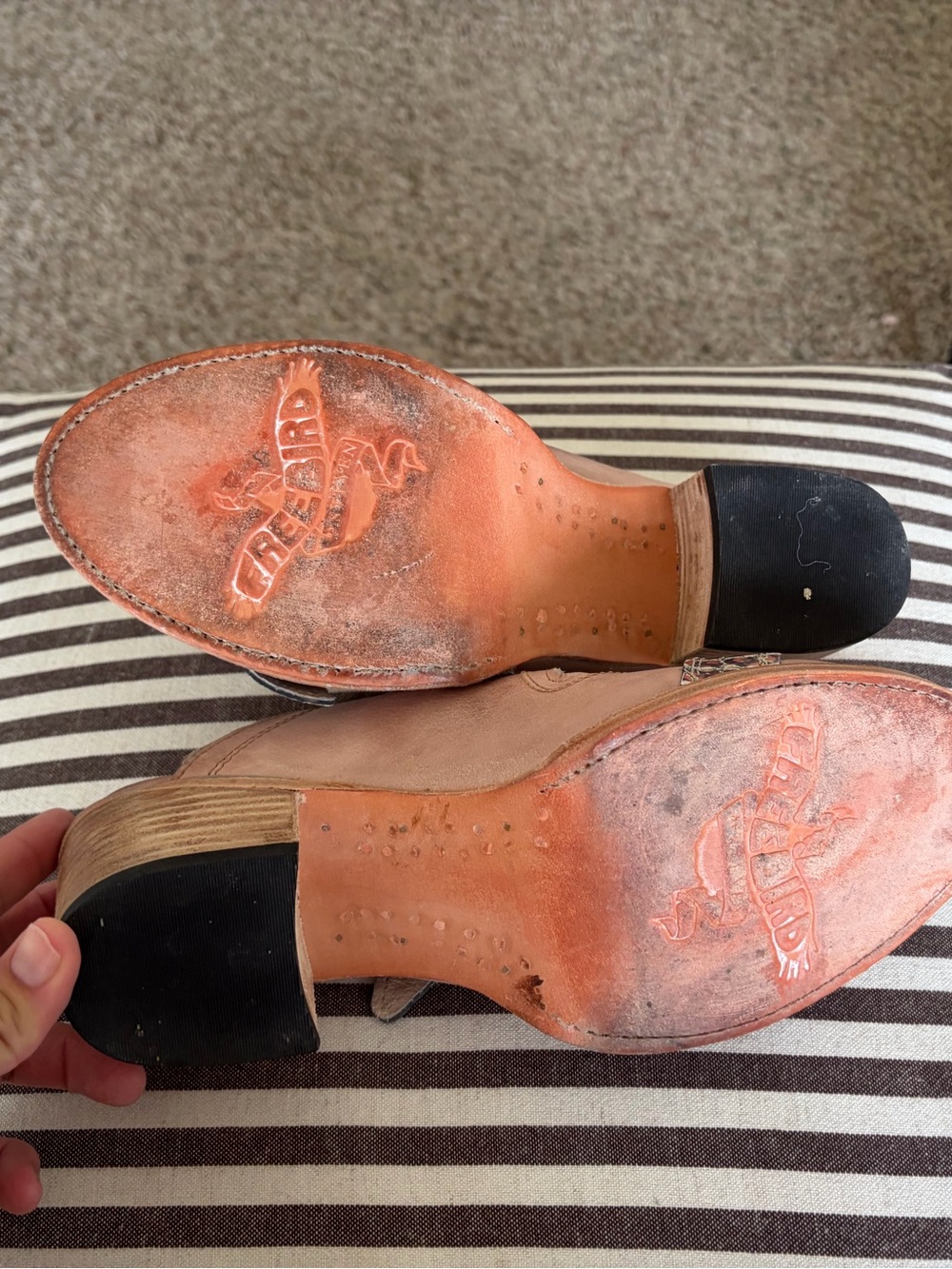 Freebird Caprice Blush Pink Buckle Slide Mules with Snake-Print Straps - Picture 4 of 5